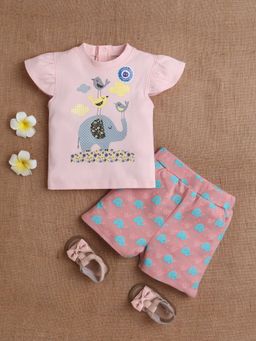 Mee Mee - Infant Interlock Mint Elephant Printed Top & Shorts
