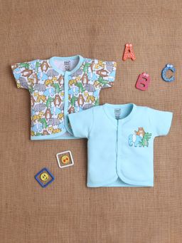 Mee Mee - Infant Unisex Aqua Blue Jungle Printed Jabal (Pack of 2)