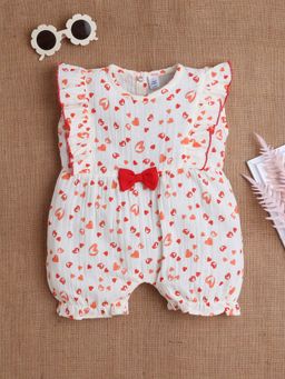 Mee Mee - Infant Girl Muslin Off-white Hearts Romper