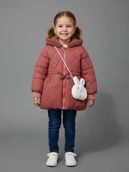 LITTLE GINNIE - Girl Rust Rabbit Polyester Quilted Puffer Jacket