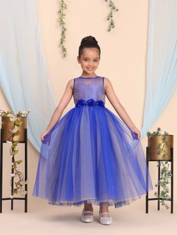 Toy Balloon Kids - Blue Full Length Girls Party Wear Dress Gown