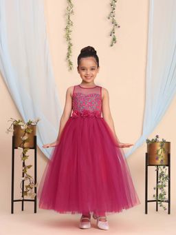 Toy Balloon Kids - Pink Full Length Girls Party Wear Dress Gown