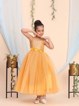 Toy Balloon Kids - Yellow Full Length Girls Party Wear Dress Gown
