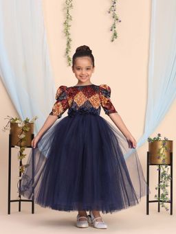 Toy Balloon Kids - Navy Blue Full Length Girls Party Wear Dress Gown