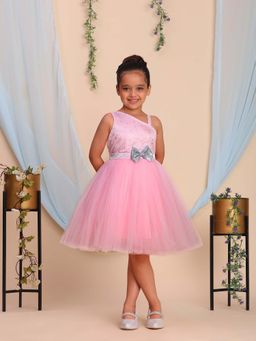 Toy Balloon Kids - Pink Knee Length Girls Party Wear Dress