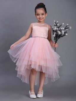 Toy Balloon Kids - Light Peach High Low Girls Party Wear Dress