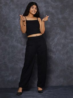 TeenTrums - Black Knit Sleeveless Shimmer Party Co Ord Set