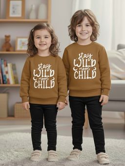 LITTLE GINNIE - Unisex Dark Brown Printed Sweatshirt