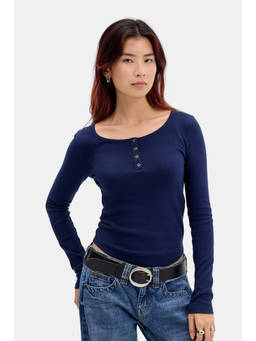 BDG by Urban Outfitters - Navy Blue Baby Round Neck Top