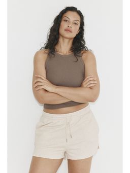 H&M - Women Beige Sweatshirt Shorts