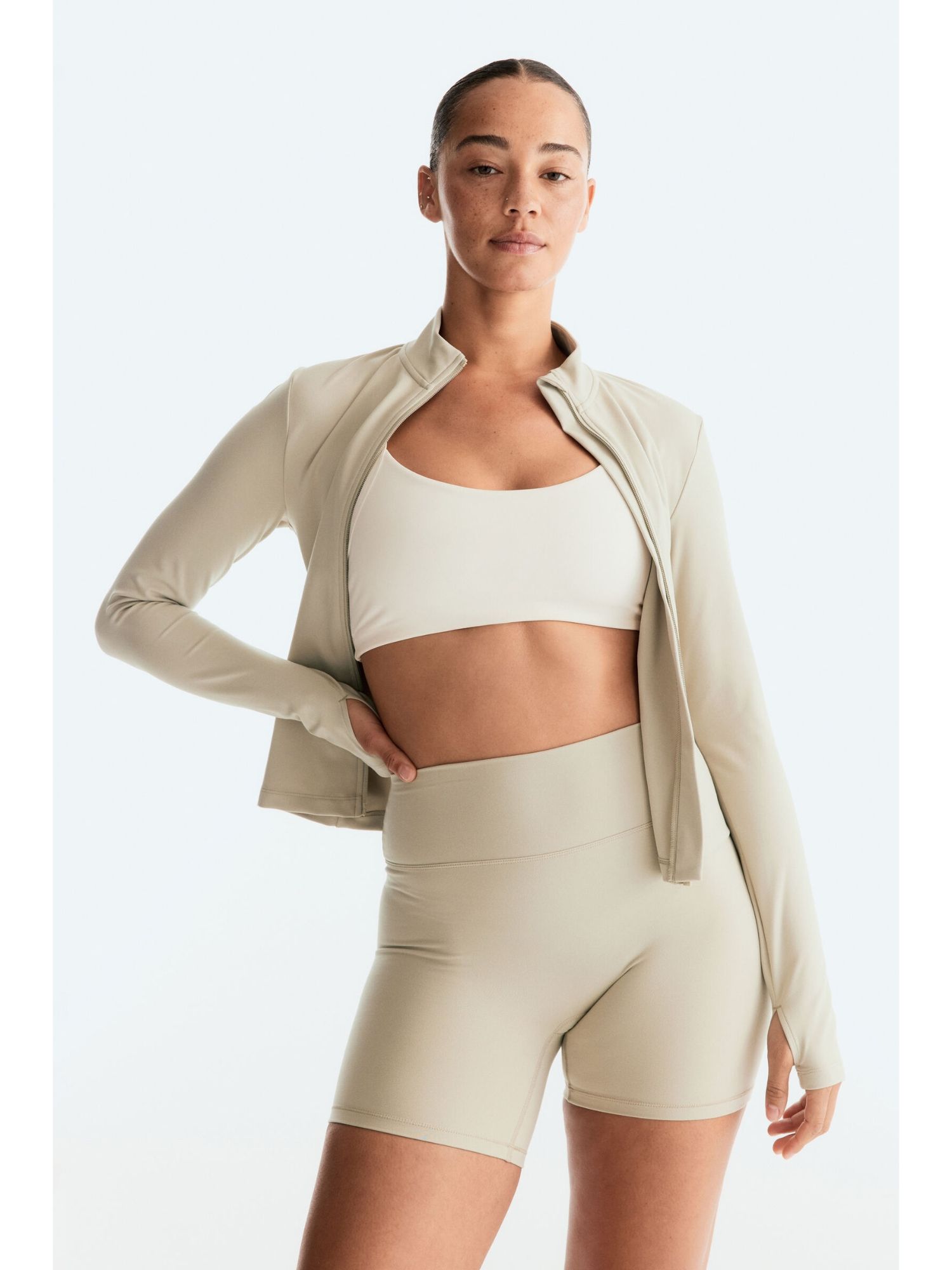 h&m move Women Beige Zip-Through Sports Jacket With Softmove-picture-33