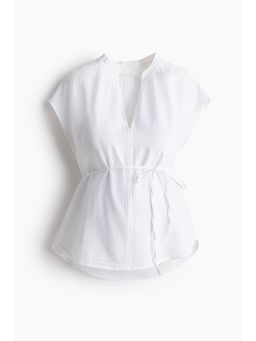 H&M - Women White MAMA Tie-Belt Muslin Blouse