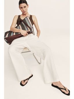 H&M - Women White Linen-Blend Trousers