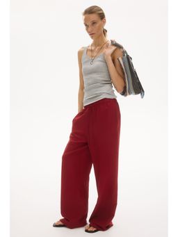 H&M - Women Red Linen-Blend Trouser