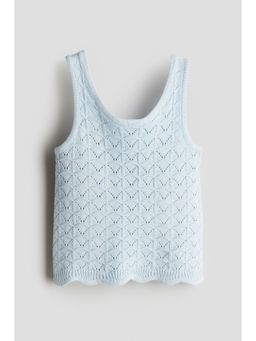 H&M - Girls Blue Pointelle-Knit Vest Top