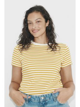 H&M - Women Yellow Cotton T-Shirt