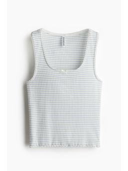 H&M - Women White Pointelle Jersey Vest Top