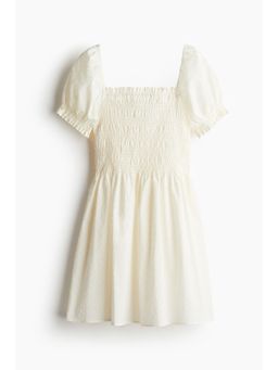 H&M - Women White Smocked Poplin Dress