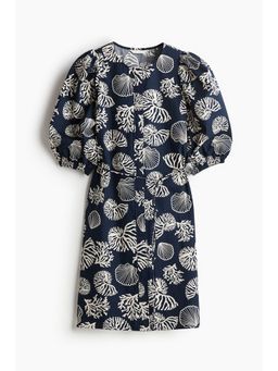 H&M - Women Blue Puff-Sleeved Dress