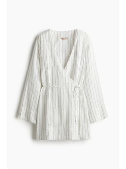 H&M - Women White Linen-Blend Dressing Gown
