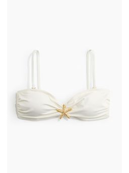 H&M - Women White Starfish-Detail Padded Bandeau Bikini Top