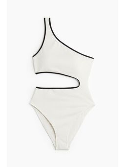 H&M - Women White One-Shoulder Cut-Out Swimsuit