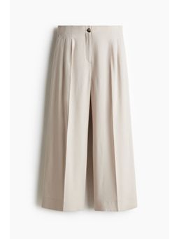 H&M - Women Beige Wide Ankle-Length Trousers