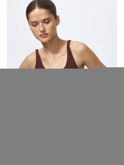 H&M - Women Brown Ribbed Vest Top