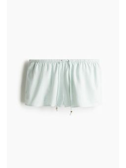H&M - Women Turquoise Linen-Blend Drawstring Shorts