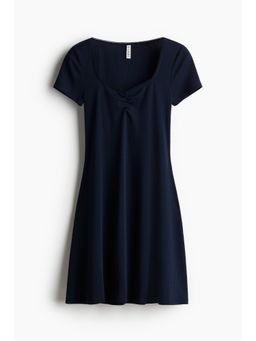 H&M - Women Blue Pointelle-Jersey Dress