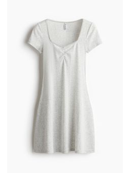 H&M - Women Grey Pointelle-Jersey Dress