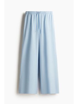 H&M - Women Blue Linen-Blend Drawstring Trousers