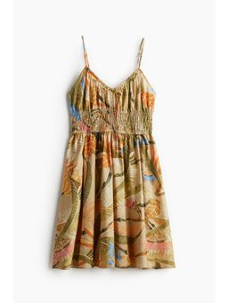 H&M - Women Beige Smocked Strappy Dress