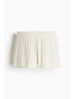 H&M - Women White Pointelle-Knit Cotton Shorts