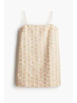 H&M - Women Beige Appliqued Strappy Dress