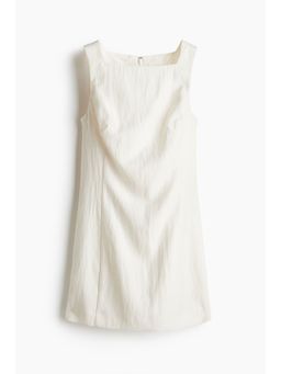 H&M - Women White Square-Neck Twill Dress