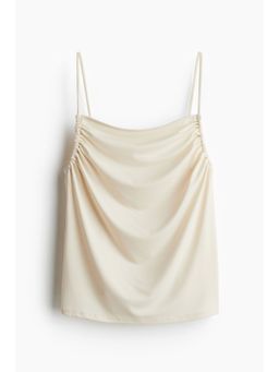H&M - Women Beige Ruched Strappy Top