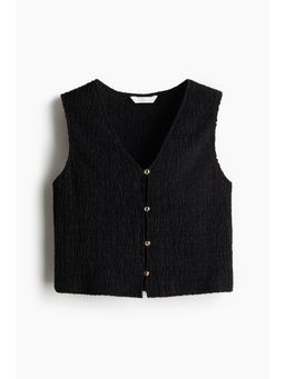 H&M - Women Black Textu Jersey Waistcoat