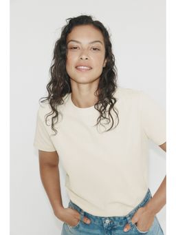 H&M - Women Beige Oversized Cotton T-Shirt