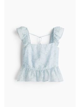 H&M - Women Blue Tie-Detail Peplum Blouse