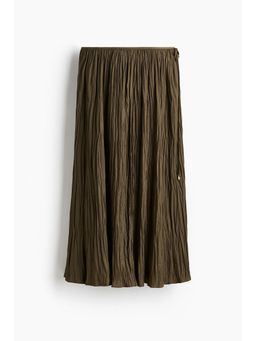 H&M - Women Green Crinkled Twill Skirt