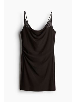 H&M - Women Brown Draped Mesh Dress
