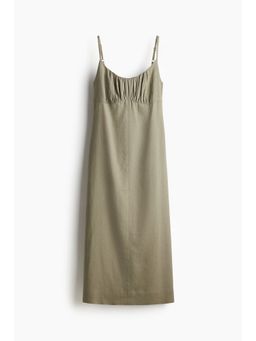 H&M - Women Green Linen-Blend Strappy Dress