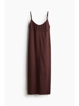 H&M - Women Brown Linen-Blend Strappy Dress