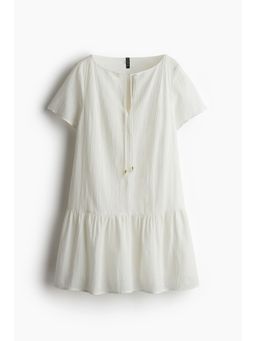 H&M - Women White Fla-Hem Cotton Dress