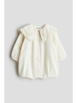 H&M - Girls Beige Cotton Muslin Romper Suit