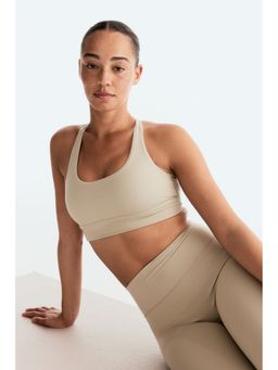 H&M - Women Beige Medium Support Sports Bra With Softmove