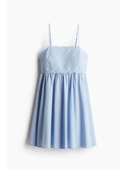 H&M - Women Blue Embroidery-Detail Dress
