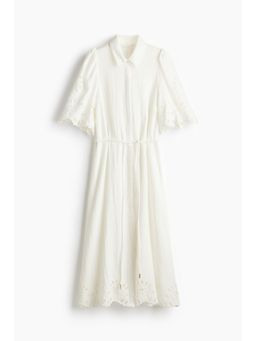 H&M - Women White Broderie Anglaise Shirt Dress
