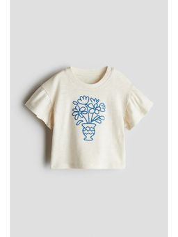 H&M - Girls White Print-Motif Top